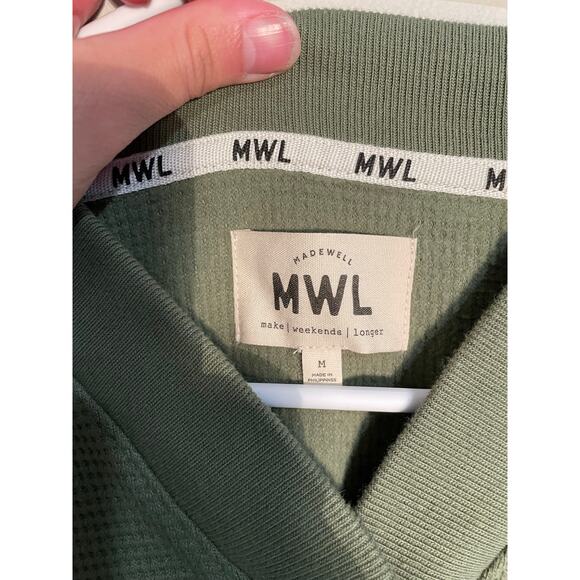 Madewell Textured Waffle V-Neck Henley Sweatshirt in Faded Palm Size Medium - Picture 9 of 11